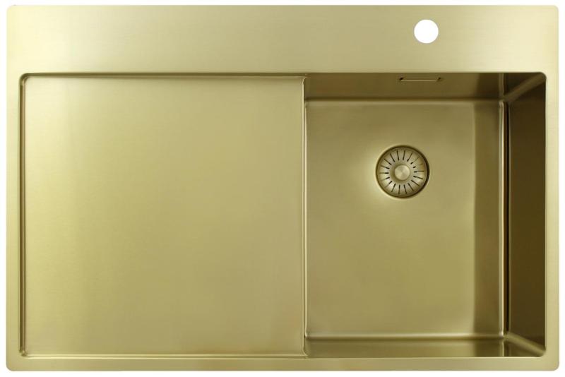 Pure.Sink Exclusivo Gouden kleine spoelbak met afdruipgedeelte 78x52 cm Tapwing rechts PEX3478RT-60