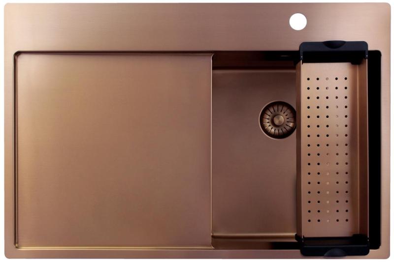 Pure.Sink Exclusivo Koperen kleine spoelbak met afdruipgedeelte 78x52 cm Tapwing rechts PEX3478RT-62