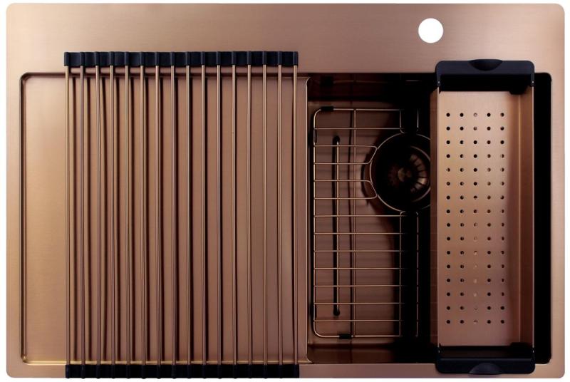 Pure.Sink Exclusivo Koperen kleine spoelbak met afdruipgedeelte 78x52 cm Tapwing rechts PEX3478RT-62