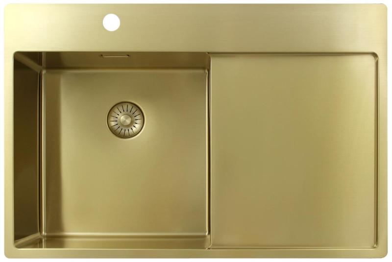Pure.Sink Exclusivo Gouden spoelbak met afdruipgedeelte 78x52 cm Tapwing links PEX4078LT-60
