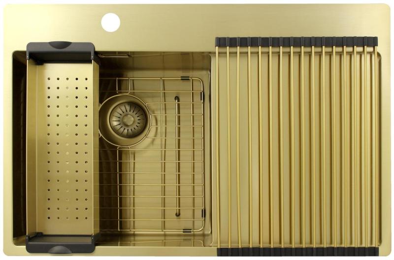 Pure.Sink Exclusivo Gouden spoelbak met afdruipgedeelte 78x52 cm Tapwing links PEX4078LT-60