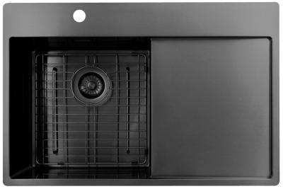 Pure.Sink Exclusivo Gun Metal spoelbak met afdruipgedeelte 78x52 cm Tapwing links PEX4078LT-61