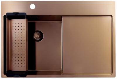 Pure.Sink Exclusivo Koperen spoelbak met afdruipgedeelte 78x52 cm Tapwing links PEX4078LT-62