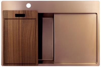 Pure.Sink Exclusivo Koperen spoelbak met afdruipgedeelte 78x52 cm Tapwing links PEX4078LT-62