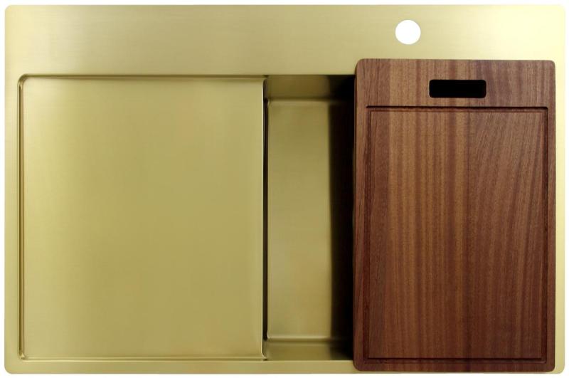 Pure.Sink Exclusivo Gouden spoelbak met afdruipgedeelte 78x52 cm Tapwing rechts PEX4078RT-60