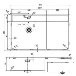 Pure.Sink Exclusivo Gun Metal spoelbak met afdruipgedeelte 86x52 cm Tapwing links PEX5086LT-61