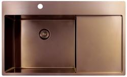 Pure.Sink Exclusivo Koperen spoelbak met afdruipgedeelte 86x52 cm Tapwing links PEX5086LT-62