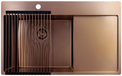 Pure.Sink Exclusivo Koperen spoelbak met afdruipgedeelte 86x52 cm Tapwing links PEX5086LT-62