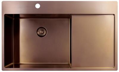 Pure.Sink Exclusivo Koperen spoelbak met afdruipgedeelte 86x52 cm Tapwing links PEX5086LT-62