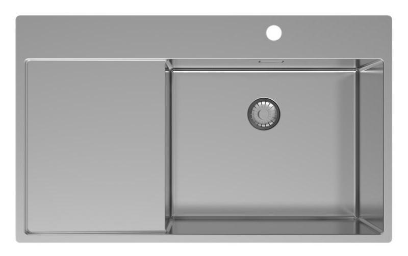 Pure.Sink Exclusivo RVS spoelbak met afdruipgedeelte 86x52 cm Tapwing rechts PEX5086RT-02