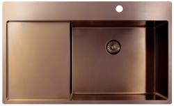 Pure.Sink Exclusivo Koperen spoelbak met afdruipgedeelte 86x52 cm Tapwing rechts PEX5086RT-62