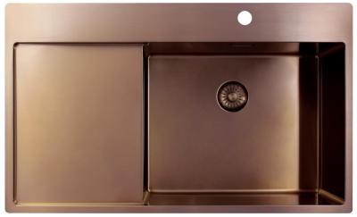 Pure.Sink Exclusivo Koperen spoelbak met afdruipgedeelte 86x52 cm Tapwing rechts PEX5086RT-62