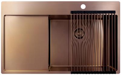 Pure.Sink Exclusivo Koperen spoelbak met afdruipgedeelte 86x52 cm Tapwing rechts PEX5086RT-62