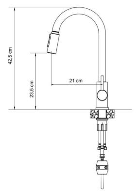 Quadri Viora Keukenmengkraan RVS 3-weg met een extra aansluiting voor gefilterd water 1208971404