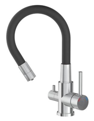 Quadri Selene Keukenmengkraan RVS 3-weg met flexibele uitloop en extra aansluiting voor gefilterd water 1208971407