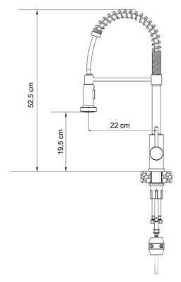 Quadri Redwick  keukenmengkraan RVS met half-flexibele uitloop en douche met 2 straalsoorten plus waterstop-functie 1208971411