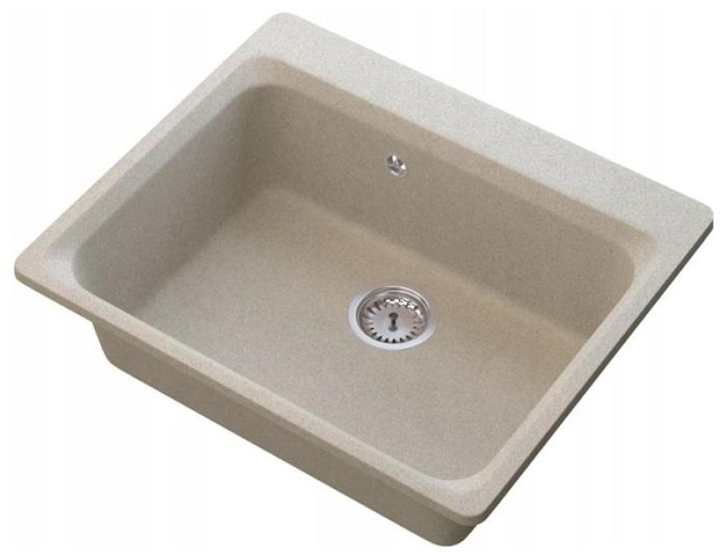 Graniteland Vastone Granieten Spoelbak 619x522 mm Beige Opbouw met Kraangatbank en RVS Plug 1208971444