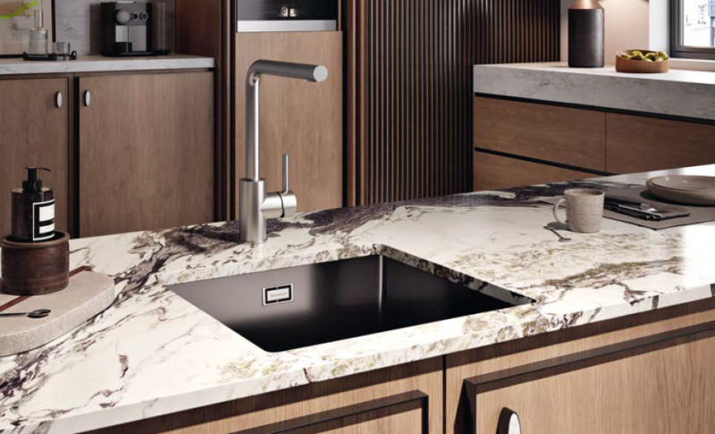 Ausmann Ceramic Ember Keramische Mat Zwarte Vierkant  Spoelbak Opbouw en Onderbouw 40 x 40 cm met Zwarte plug 1208971489