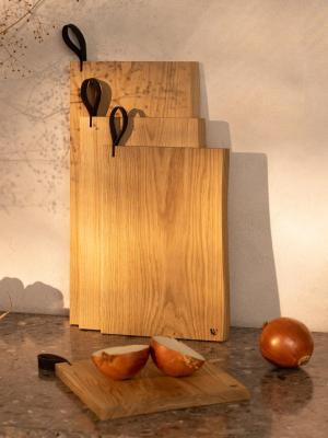 Woodsea Chop-Chop Oak XL - Eikenhouten Snijplank 50x24cm met lederen handvat 1208971542