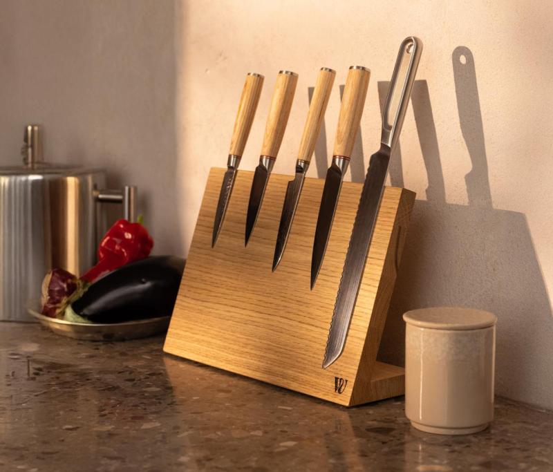 Woodsea Hold My Knife - Eikenhouten Messenhouder Tafel 32x22 cm 1208971599