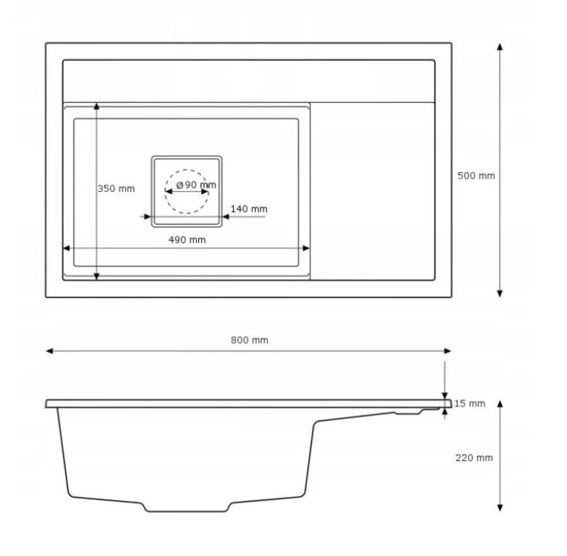 Graniteland Seta Granieten zwart arduin Hardsteen Spoelbak opbouw 80x50 cm 1208971619