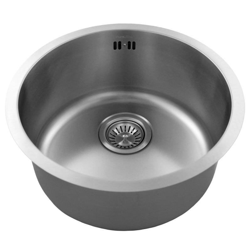 Pure.Sink Rondo RVS Ronde Spoelbak vlakinbouw, onderbouw en opbouw 38 cm PRN38-02