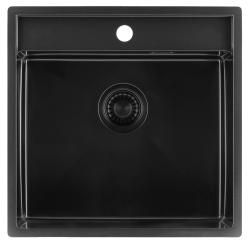 Pure.Sink Luxion PVD Zwarte spoelbak 51x50 cm Tapwing met kraangatbank PLX5150T-63