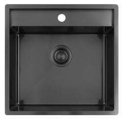 Pure.Sink Luxion Gun metal spoelbak 51x50 cm Tapwing met kraangatbank PLX5150T-61