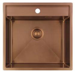 Pure.Sink Luxion Koperen spoelbak 51x50 cm Tapwing met kraangatbank PLX5150T-62