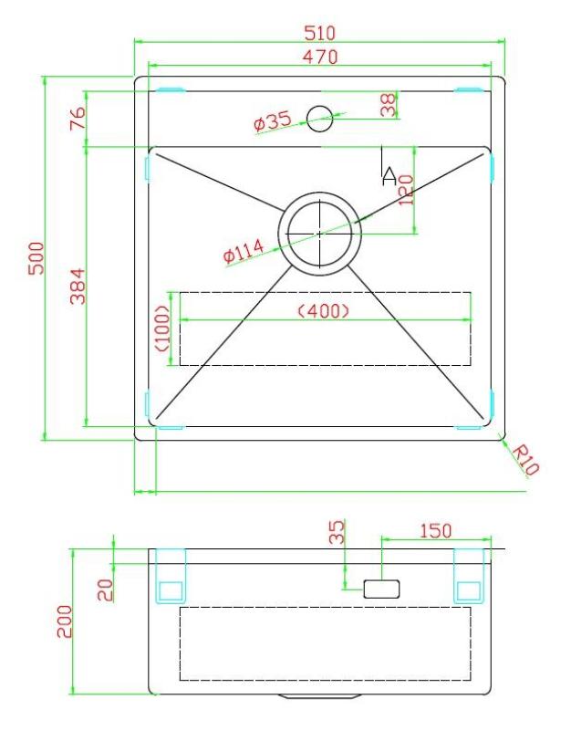 Pure.Sink Luxion Koperen spoelbak 51x50 cm Tapwing met kraangatbank PLX5150T-62