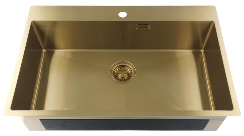 Pure.Sink Luxion Grote Gouden spoelbak 78x50 cm Tapwing met kraangatbank PLX7850T-60
