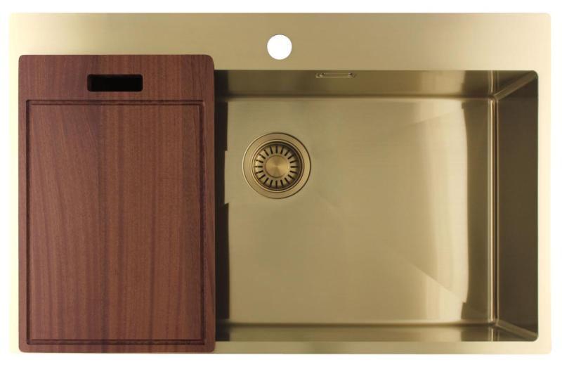 Pure.Sink Luxion Grote Gouden spoelbak 78x50 cm Tapwing met kraangatbank PLX7850T-60