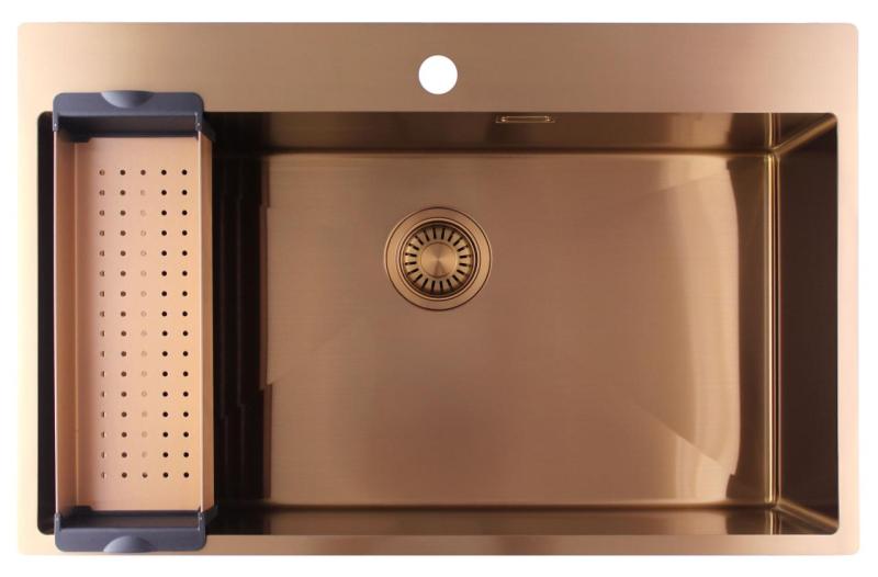 Pure.Sink Luxion Grote Koperen spoelbak 78x50 cm Tapwing met kraangatbank PLX7850T-62