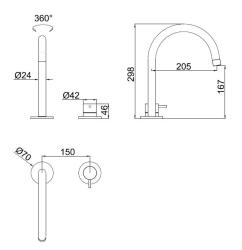 Pure.Sink Luxion 2-gats Mat Zwarte keukenkraan met ronde uitloop PLX2HR-10