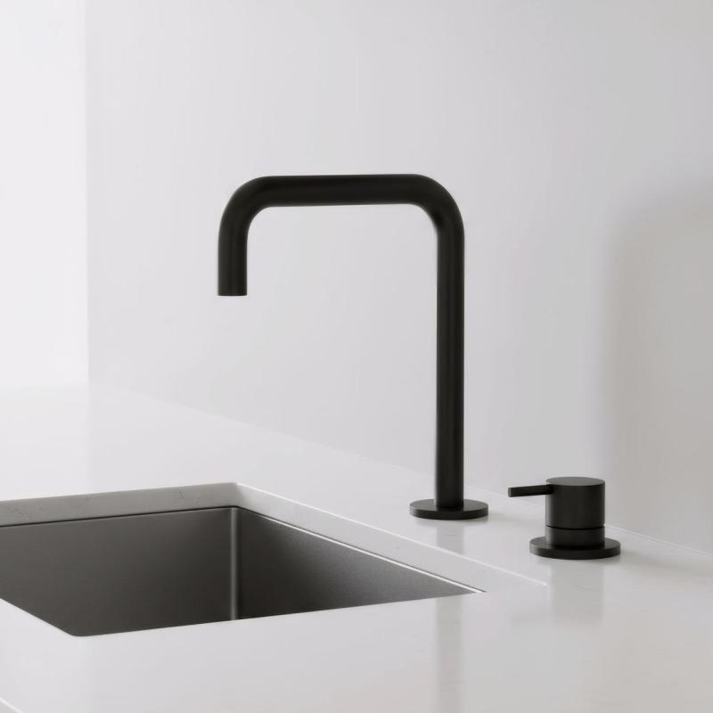 Pure.Sink Luxion 2-gats Mat Zwarte keukenkraan met U uitloop PLX2HU-10