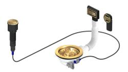 Granitemy Gouden Afvoerset inclusief drukknop-waste met plug, plus rechthoekige en ronde overloop 1208971743