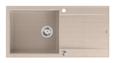 Quadri Luton pearl beige granieten opbouw spoelbak met afdruipvlak omkeerbaar 100x50cm met rvs plug 1208971772