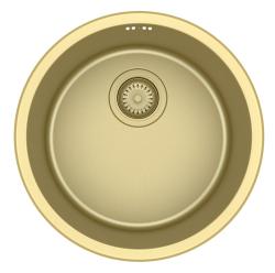 Pure.Sink Rondo Gouden Ronde Spoelbak vlakinbouw, onderbouw en opbouw 38 cm PRN38-60