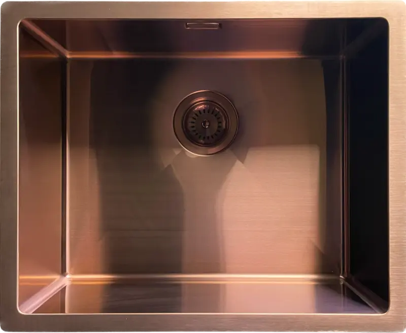 HOEK Gebogen Ausmann Mosel RVS spoelbak koper kleur PVD Copper 50x40 onderbouw vlakbouw en opbouw 1208971800
