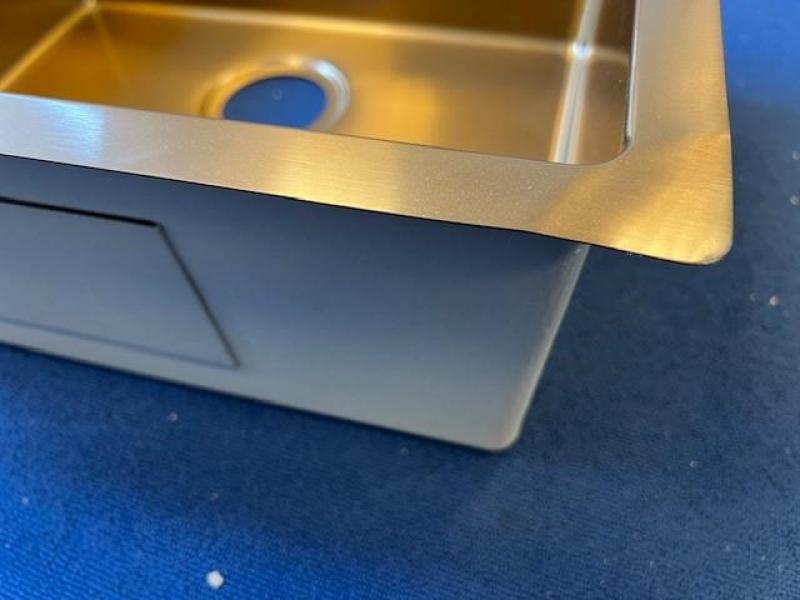 HOEK Gebogen Ausmann Mosel RVS spoelbak koper kleur PVD Copper 50x40 onderbouw vlakbouw en opbouw 1208971800