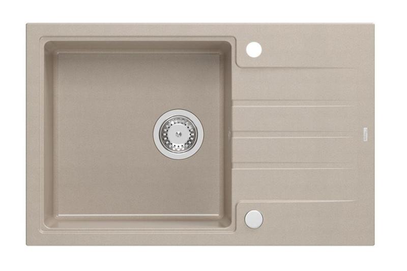 Quadri Cardigan Pearl Beige granieten opbouw spoelbak met afdruipvlak omkeerbaar 78x50cm 1208971816