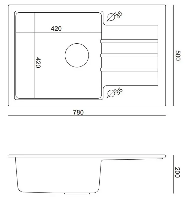 Quadri Cardigan Pearl Beige granieten opbouw spoelbak met afdruipvlak omkeerbaar 78x50cm 1208971816