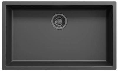 Ausmann Fibre zwart grote spoelbak 70x40cm onderbouw, opbouw en vlakbouw met automatische gun metal plug 1208971865