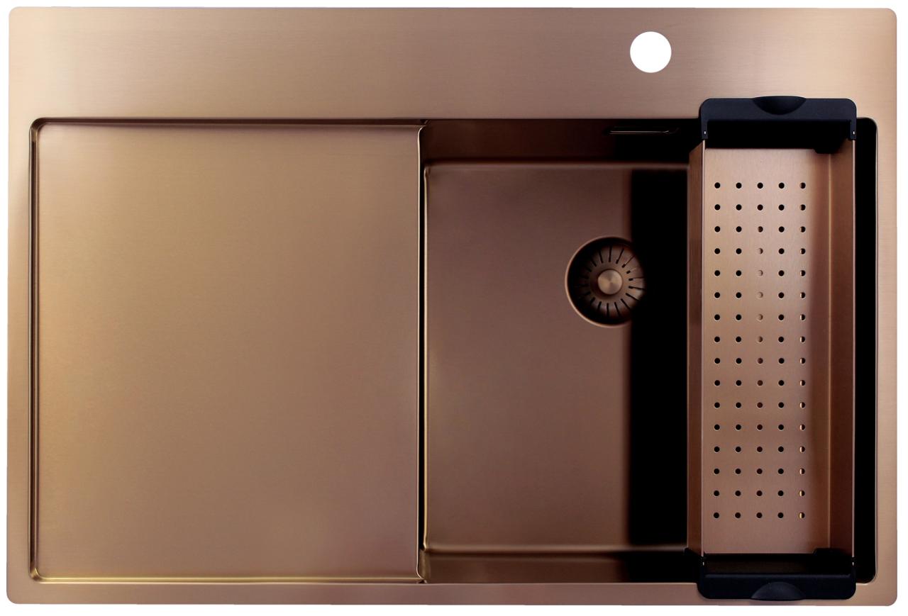 OUTLET Kleine deukjes Pure.Sink Exclusivo Koperen spoelbak met afdruipgedeelte 78x52 cm Tapwing rechts 1208971866 - Productafbeelding 3