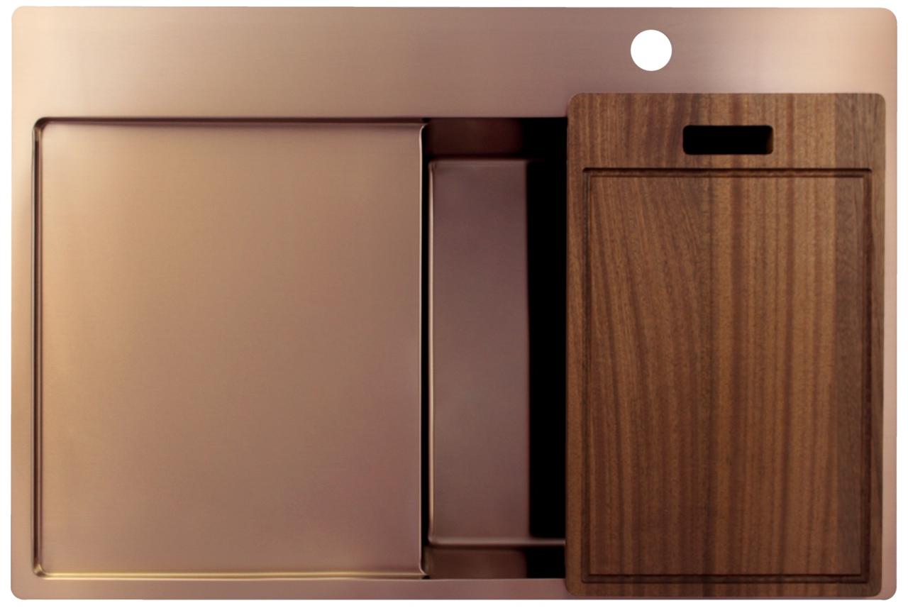 OUTLET Kleine deukjes Pure.Sink Exclusivo Koperen spoelbak met afdruipgedeelte 78x52 cm Tapwing rechts 1208971866 - Productafbeelding 5