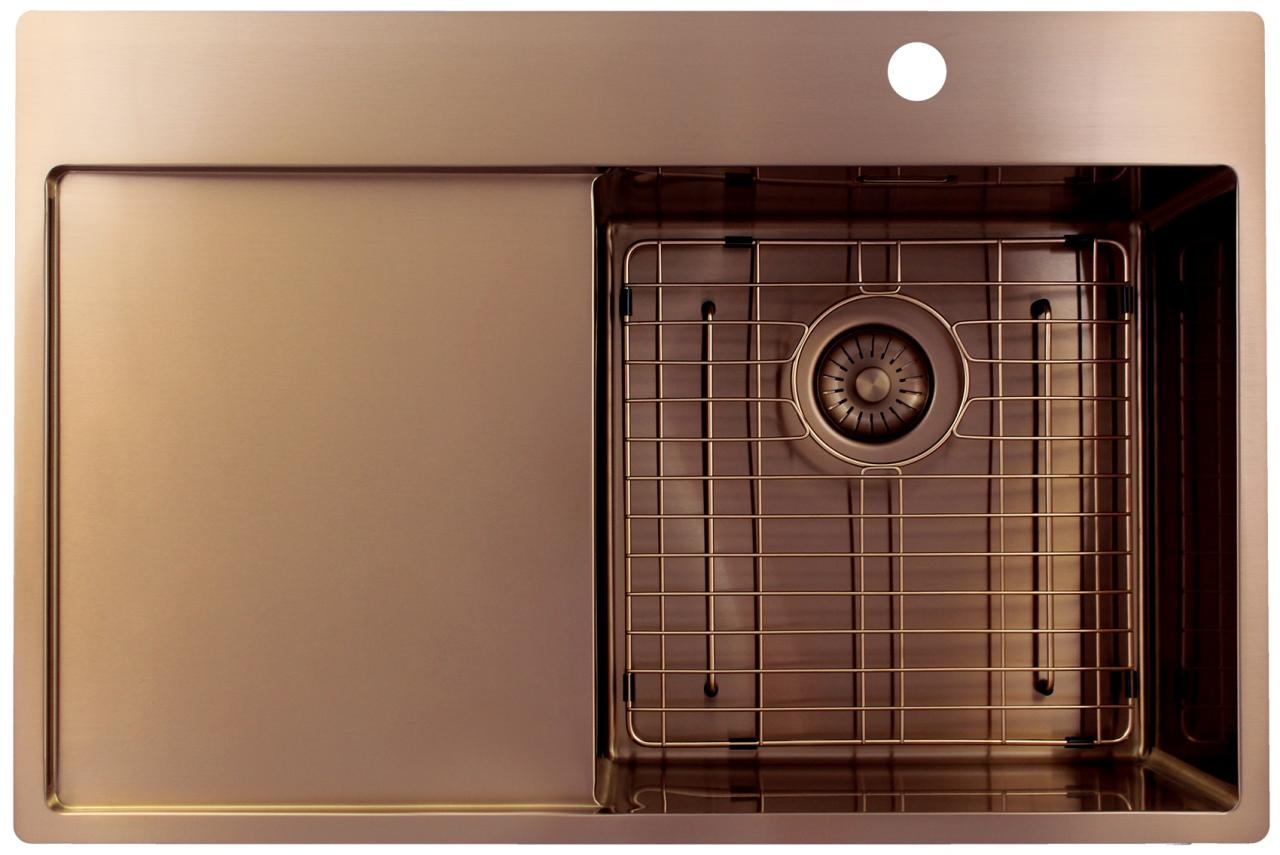 OUTLET Kleine deukjes Pure.Sink Exclusivo Koperen spoelbak met afdruipgedeelte 78x52 cm Tapwing rechts 1208971866 - Productafbeelding 6