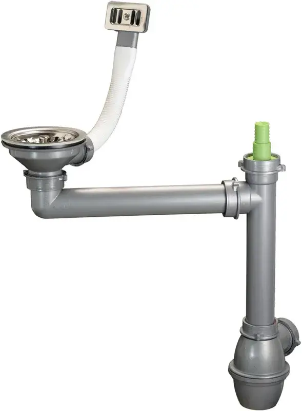 Ausmann Afvoerset rvs met vierkante overloop incl. sifon voor enkele spoelbak 1208971877