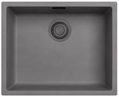 Ausmann Fibre beton grijze spoelbak 50x40cm onderbouw, opbouw en vlakinbouw met gun metal plug 1208971886