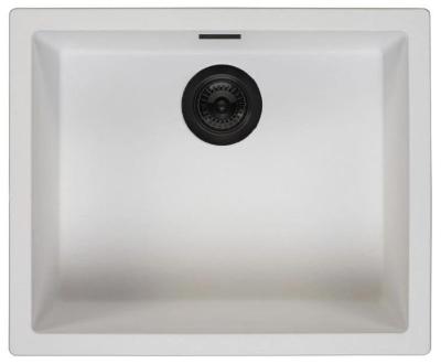 Ausmann Fibre witte spoelbak 50x40cm onderbouw, opbouw en vlakinbouw met automatische zwarte plug 1208971899