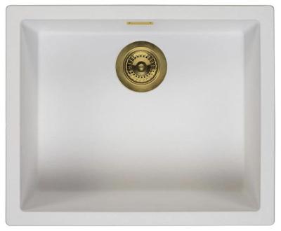 Ausmann Fibre witte spoelbak 50x40cm onderbouw, opbouw en vlakinbouw met automatische gouden plug 1208971901